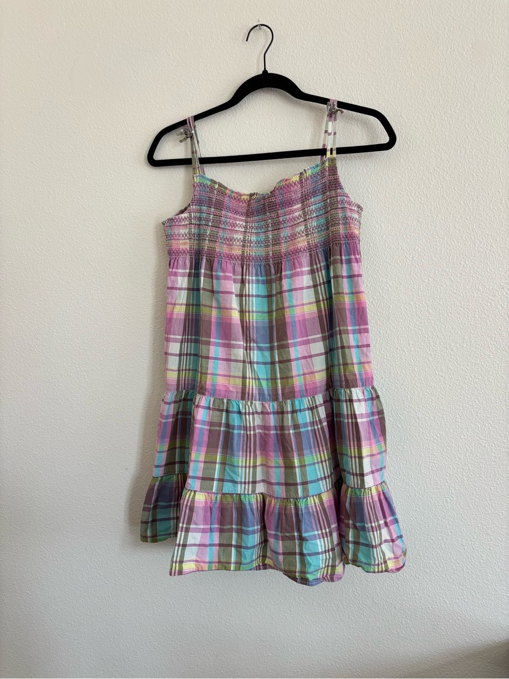 vintage Oshkosh colorful pastel plaid dress size 12